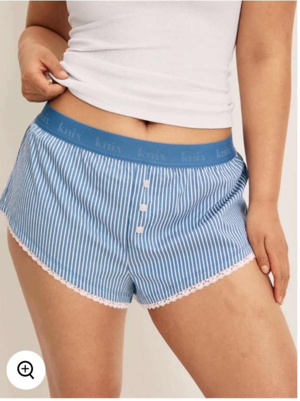 knix Blue & White Striped Lace-Trim leakproof boxer